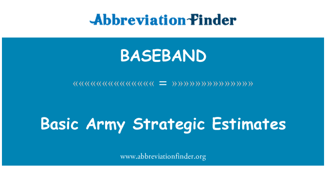BASEBAND: Amcangyfrifon strategol fyddin sylfaenol