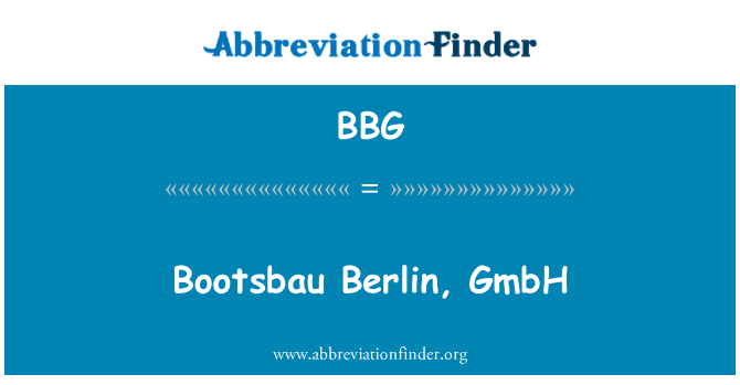 BBG: Bootsbau Berlin GmbH