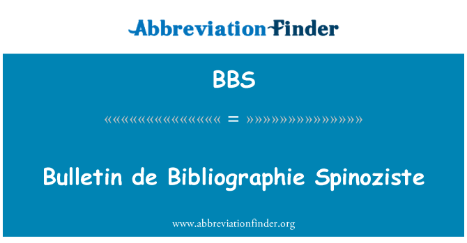 BBS: Butlletí de Bibliographie Spinoziste