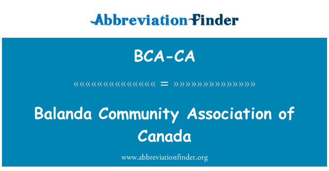 BCA-CA: Balanda Общността асоциация на Канада