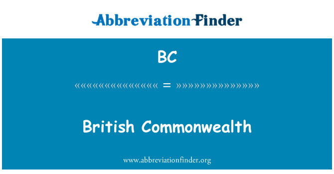 BC: Britiske Commonwealth