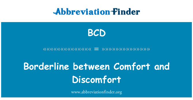 BCD: Linea di demarcazione tra Comfort e disagio