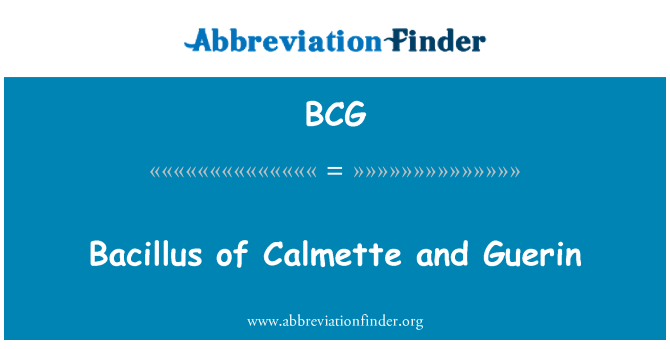 BCG: Bacillus of Calmette and Guerin