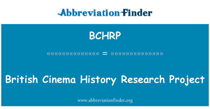 BCHRP: Історія британського кіно дослідницький проект