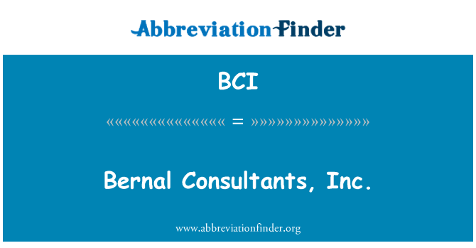 BCI: เบอร์นัลที่ปรึกษา อิงค์