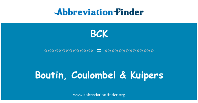 BCK: Boutin, Coulombel & Kuipers