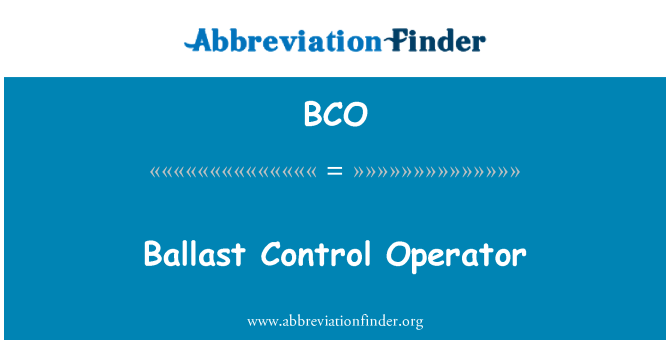 BCO: Ballast kontrolli operaator