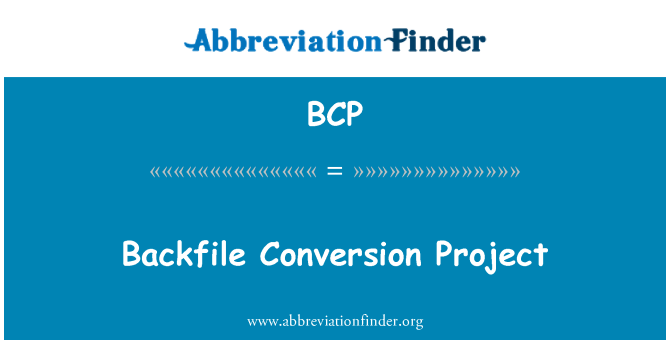 BCP: Backfile převodu projektu
