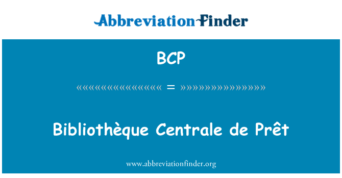 BCP: Bibliothèque Centrale de Prêt