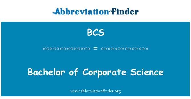 BCS: Bachelor of Corporate Science