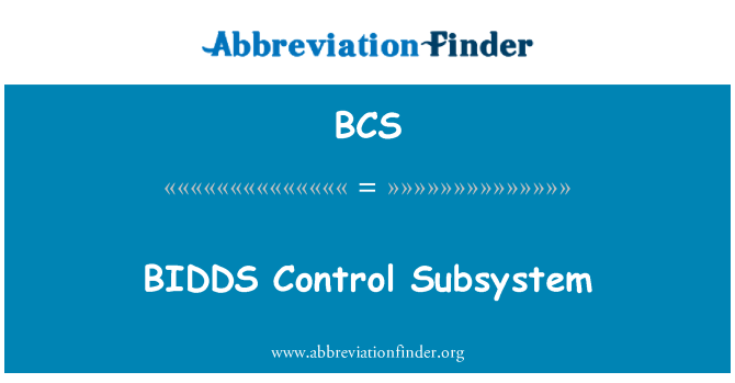 BCS: BIDDS kontrolu subsystému