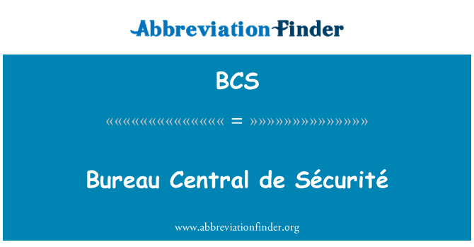 BCS: Bureau Central de SÃ © curitÃ ©