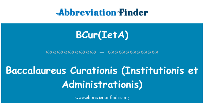 BCur(IetA): Baccalaureus Curationis (Institutionis et Administrationis)