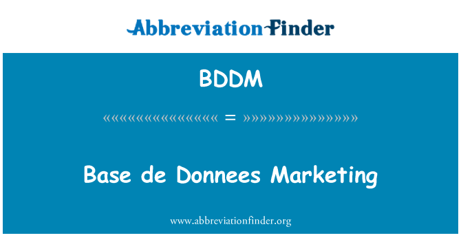 BDDM: Alap de Donnees Marketing