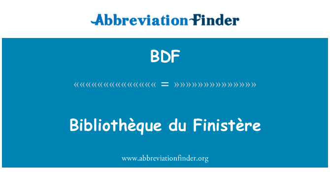 BDF: BibliothÃ¨que du FinistÃ¨re