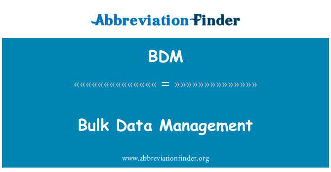 BDM: Management de date în vrac