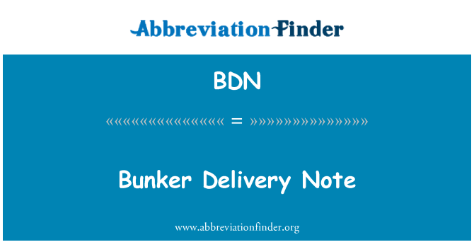 BDN: Bunker Delivery Note