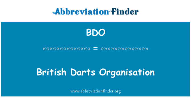 BDO: British Darts Organisation