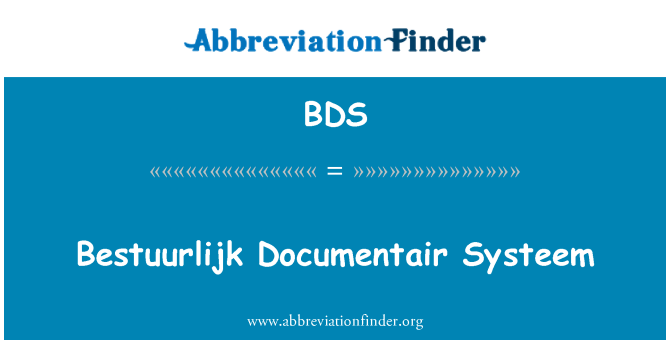 BDS: Bestuurlijk Documentair česky