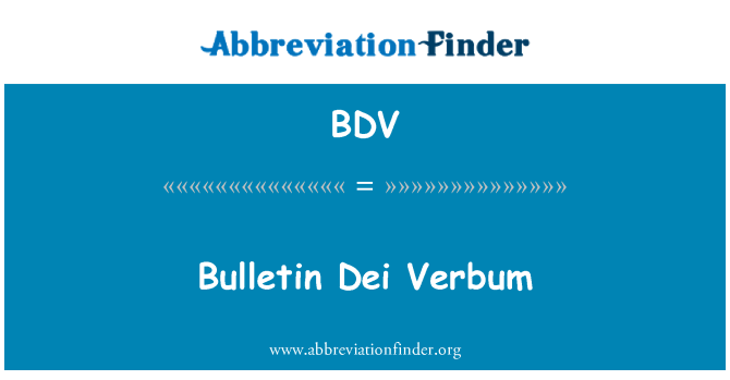 BDV: Bulletin Dei Verbum