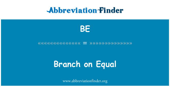 BE: Branch on Equal