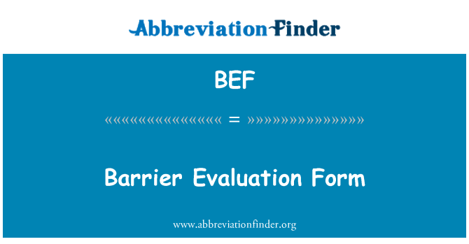 BEF: Форма оценки барьер