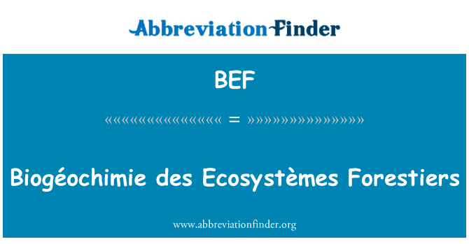 BEF: Biogéochimie เด Ecosystèmes Forestiers