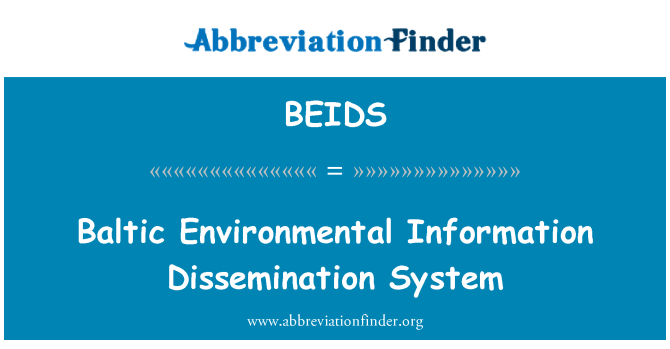 BEIDS: Baltiske miljøinformasjon formidling System