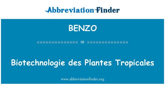 BENZO: Biotechnologie des Plantes Tropicales