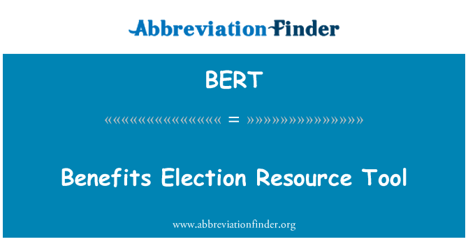 BERT: Výhody volby Resource Tool