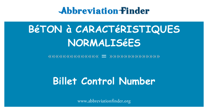 BéTON à CARACTéRISTIQUES NORMALISéES: Toorik kontrollnumber