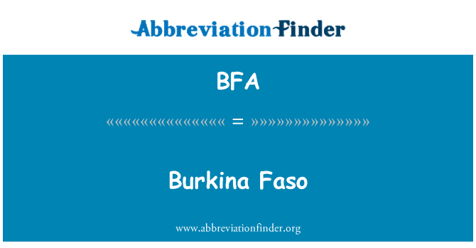 BFA: Burkina Faso