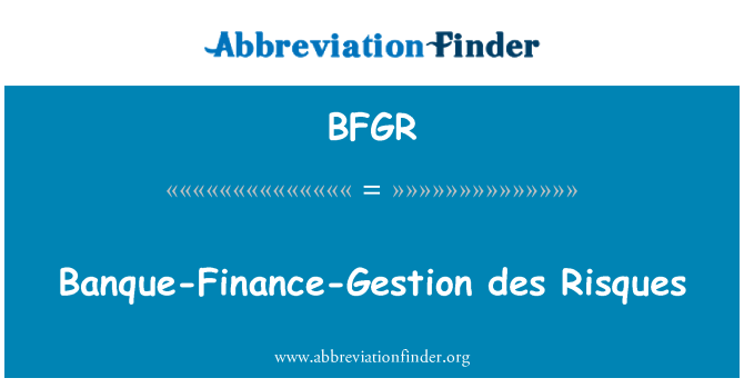 BFGR: Banque-Finance-Gestion des Risques