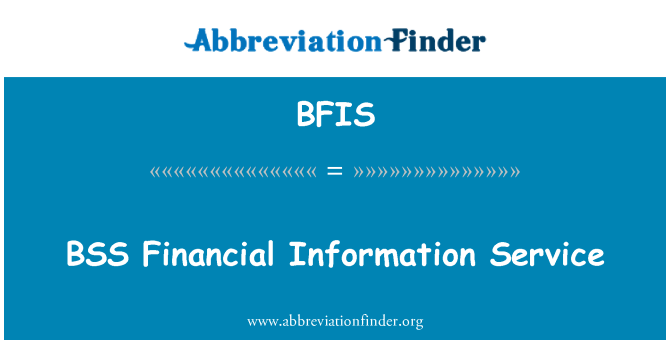 BFIS: BSS finansiell Information Service