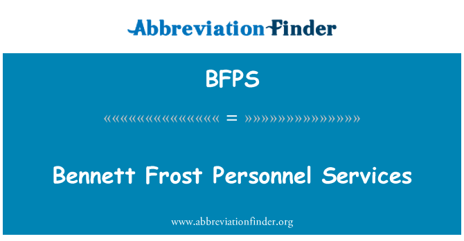 BFPS: Υπηρεσίες προσωπικού Bennett παγετού