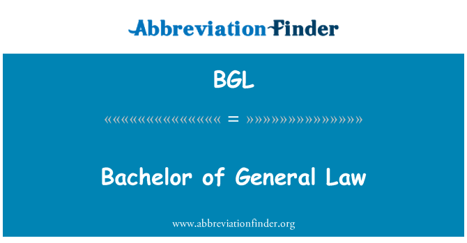 BGL: Bachelor of General Law