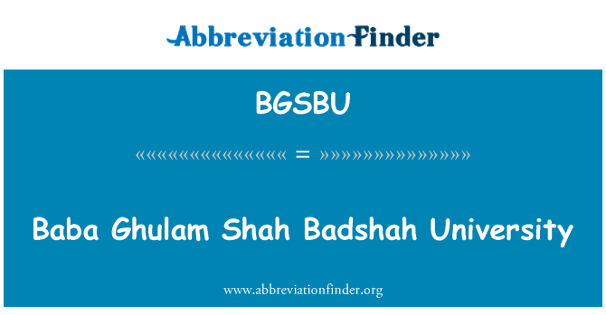 BGSBU: Baba Ghulam Shah Badshah Universiti