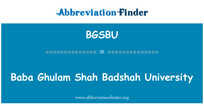 BGSBU: Baba Ghulam Shah Badshah University