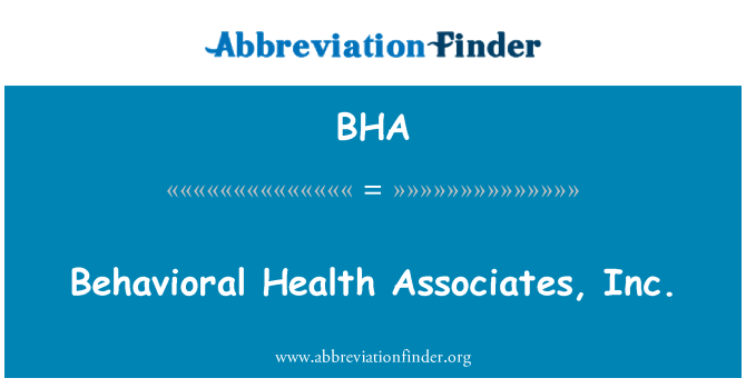 BHA: Ponašanja Health Associates, Inc