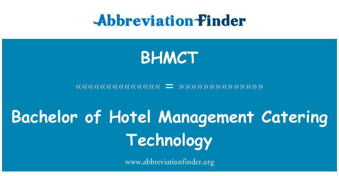 BHMCT: ケータリングのケータリング技術、ホテル管理の学士号
