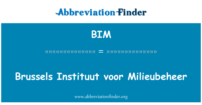 BIM: 브뤼셀 Instituut voor Milieubeheer