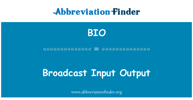 BIO: Uitzending Input-Output