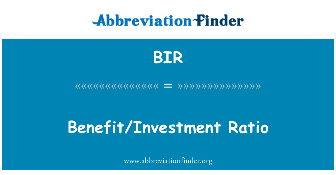 BIR: Lợi ích/đầu tư tỷ lệ