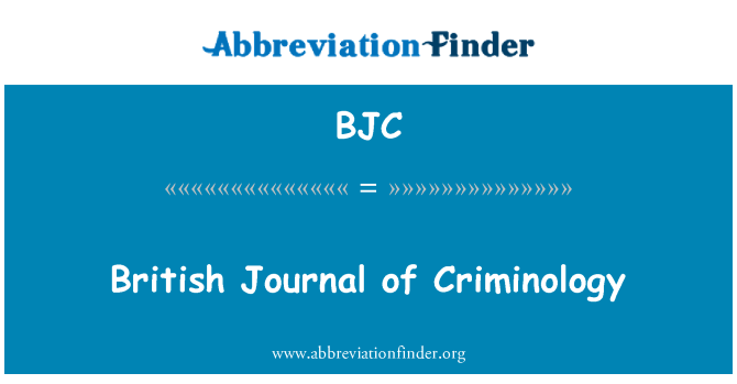 BJC: Jornal britânico da criminologia