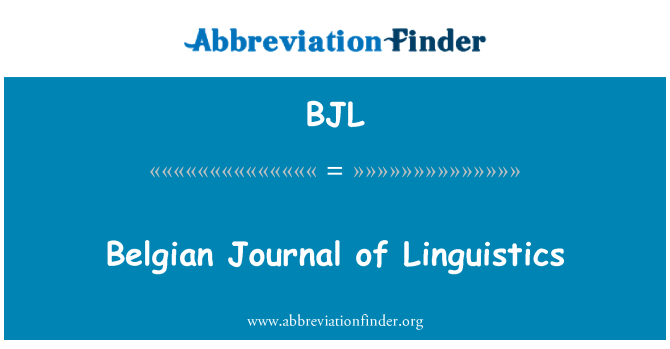 BJL: Belgian Journal of Linguistics
