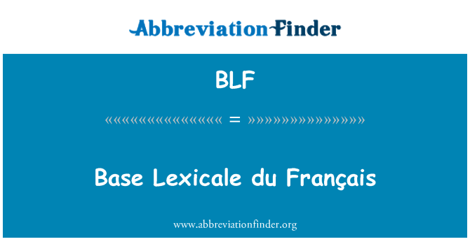 BLF: Podstawy Français du Lexicale