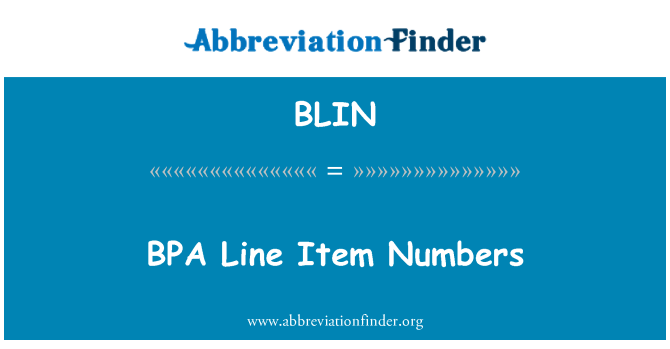 BLIN: BPA linje varenumre