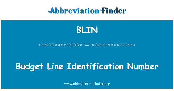 BLIN: Бюджет линия идентификационен номер