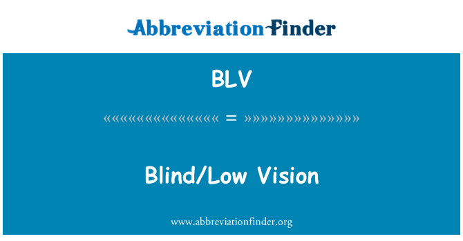 BLV: Blind/Low Vision