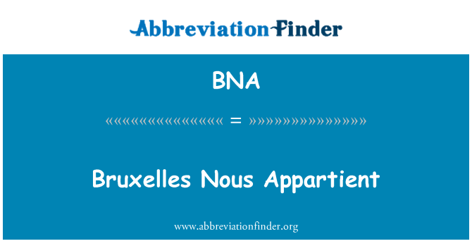 BNA: Bruxelles Nous Appartient